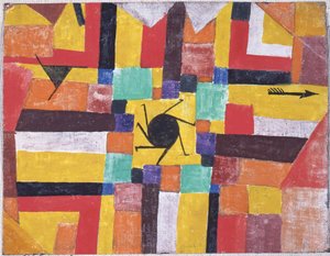 Pyörivän mustan auringon ja nuolen kanssa, 1919. tekijältä Paul Klee