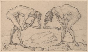 Kaksi miestä, jotka olettavat toistensa olevan korkeammassa asemassa, tapaavat Two Men Meet..., 1903. tekijältä Paul Klee