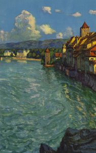 Sveitsin kylpylät: Rheinfelden (väri litho) tekijältä Paul Kutscha
