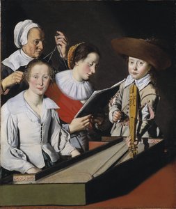 Une fete musicale - Musikaalijuhla, kirjoittanut La Tarte, Paul (?-1636). Öljy kankaalle. Mitat: 116x98,8 cm. Tukholman kansallismuseo tekijältä Paul La Tarte