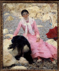 Fernande Matheyn (1857-1941) muotokuva rannalla Paul Matheyn (1844-1929) maalaus 1800-luvun su. 0,55x0,46 m Pariisi, musee d