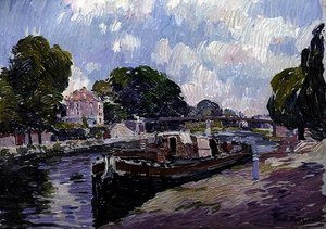 Canal Boat, Bougival (öljyä aluksella)