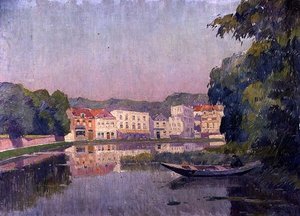 Yksinäinen kalastaja (öljy paneelissa)