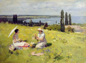 Kukkien poimiminen (öljy kankaalle)