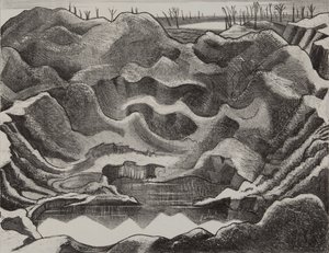 Kaivoskraatteri, kukkula 60, Ypres Salient -alue tekijältä Paul Nash