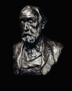 Edgar Degasin (1834-1917) muotokuva 1907 (pronssi tummanruskealla patinalla) tekijältä Paul Paulin