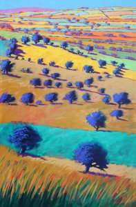 Cotswolds Towards Bredon, 2021 (akryyli laudalle) tekijältä Paul Powis