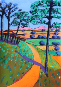 Swineyard Hill, 2021 (akryyli paperille) tekijältä Paul Powis