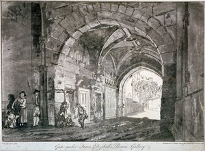 Portti kuningatar Elisabetin kuvagallerian alla, Windsorin linna, Berkshire, 1812 tekijältä Paul Sandby