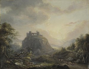 Maisema linnan kanssa tekijältä Paul Sandby