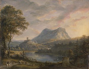 Maisema järven kanssa tekijältä Paul Sandby