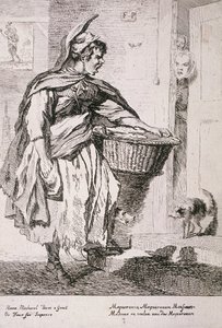 Makrillimyyjä, Cries of London, 1760 tekijältä Paul Sandby