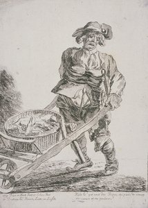 Jätteiden myyjä, Cries of London, 1760 tekijältä Paul Sandby
