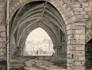 Osa Holyrood Abbeystä, josta on näkymät Canongatelle (kynä ja muste pesulla) tekijältä Paul Sandby