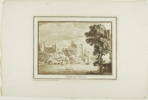 Pembroke Castle, Aquatintan Twelve Viewsista Etelä-Walesin paikan päällä tehdyistä piirustuksista tekijältä Paul Sandby