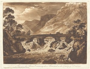 Pont-y-Pair Conway-joen yli Llanrwstin yläpuolella Denbighin piirikunnassa tekijältä Paul Sandby