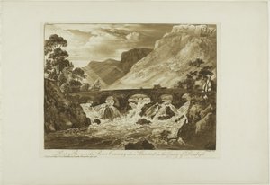 Pont y Pair Conway-joen yli Llanrwstin yläpuolella Denbighin piirikunnassa tekijältä Paul Sandby