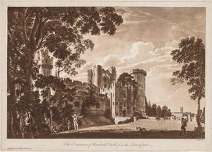 Näkymät Warwickin linnalle: Warwickin linnan sisäänkäynti alaoikeudesta, 1776. tekijältä Paul Sandby
