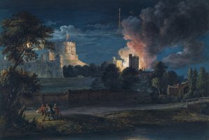 Windsorin linna Datchet Lanelta iloisena yönä, 1768 tekijältä Paul Sandby