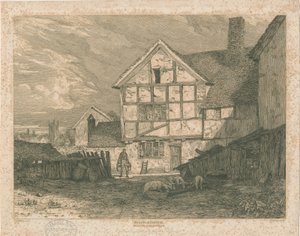 Wolverhampton - Puurakenteisen talon rauniot: teräskaiverrus, nd [c 1815]