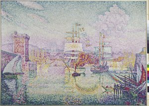 Sisäänkäynti Marseillen satamaan (öljy kankaalle tekijältä Paul Signac