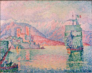 Antibes satama iltavalossa tekijältä Paul Signac