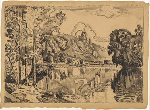 Les Andelys kesäaamuna tekijältä Paul Signac