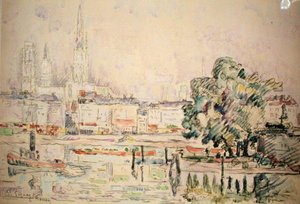 Rouen (vesiväri paperille) tekijältä Paul Signac