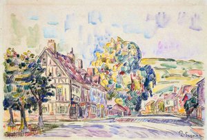 Katu, jossa on runkotalo Normandiassa, vuodelta 1925 tekijältä Paul Signac