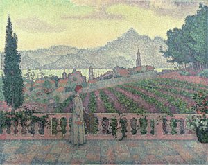 Nainen terassilla, 1898 tekijältä Paul Signac