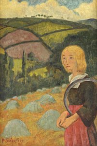 Nuori bretonilainen tyttö ja heinäsuovat, 1924 tekijältä Paul Sérusier