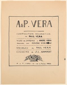 Dessin, Page de titre, A & P Vera, Paul Vera -koostumus/Vues de Jardins d