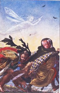 Raivoa! Fury! Tuolla, tyranni, tuolla Hark! Hark!, kuvitus elokuvasta Myrsky, 1908. tekijältä Paul Vincent Woodroffe