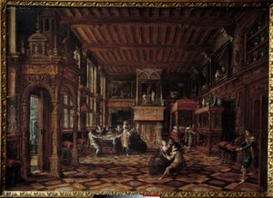 Flaamilainen sisustus. Paulus Vredeman De Vriesin (1567-1630) maalaus tekijältä Paul Vredeman de Vries