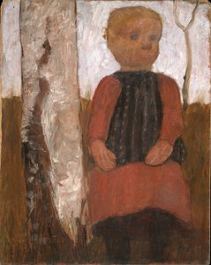 Kiltti rotem Kleid am Birkenstamm tekijältä Paula Modersohn-Becker