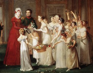 Marie-Louisen ja Napoleon I Bonaparten saapuminen Compiegneen 28.3.1810 (öljy kankaalle