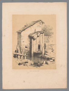 Näkymä navetta veden päällä Forêt (otsikko esineessä) Paulus Lautersin maalaukselliset kasvot (sarjan nimi) Etrennes pittoresques pour 1839, par Lauters (sarjan nimi) tekijältä Paulus Lauters