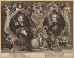 Rubens ja van Dyck, kaksoismuotokuva tekijältä Paulus Pontius, after Sir Anthony van Dyck and Erasmus Quellinus II