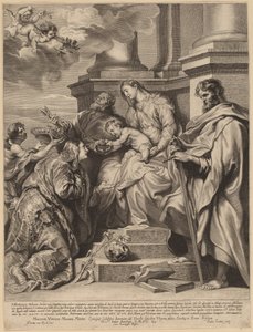 Pyhän Rosalian kruunaa Jeesus-lapsi tekijältä Paulus Pontius, after Sir Anthony van Dyck
