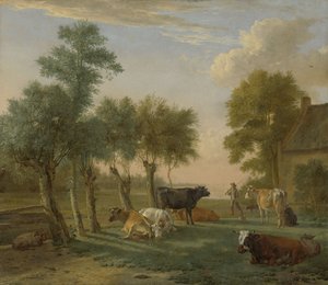 Lehmät niityllä lähellä maatilaa, 1653