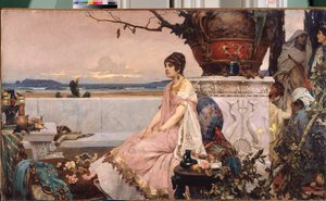 Femme romaine au puits (Roomalainen nainen kaivolla) - Peinture de Pavel Alexandrovich Svedomski (Svedomski) (1849-1904), huile sur toile, art russe