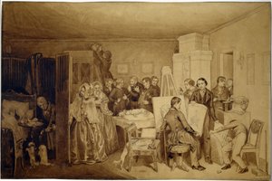 Fidelkan kuoleman seuraukset - Pavel Andrejevitš Fedotovin (1815-1852) teos, intialainen muste ja seepia paperille