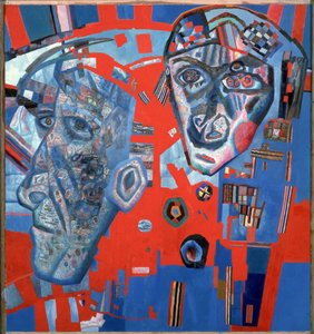 ""Kaksi päätä"" Pavel Nikolajevitš Filonovin (1883-1941) maalaus 1925 Pietarin valtion venäläinen museo tekijältä Pawel Nikolajewitsch Filonow