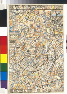 Universumin kaava - Pavel Nikolaievich Filonovin (1883-1941) teos, akvarelli paperille tekijältä Pawel Nikolajewitsch Filonow