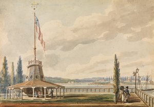 Matkailijan ensimmäinen näkymä New Yorkiin – Battery ja Flagstaff, 1811-ca. 1813. tekijältä Pavel Petrovic Svin