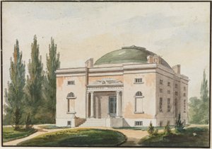 Pennsylvania Academy of the Fine Arts, Philadelphia (kopio The Port Folio Magazine -lehdessä kesäkuussa 1809 julkaistun kaiverruksen mukaan).