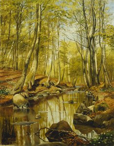 Metsäinen jokimaisema tekijältä Peder Monsted