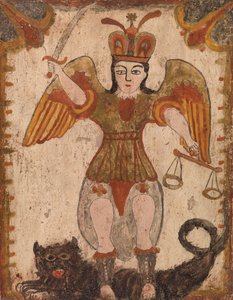 Arkkienkeli Pyhä Mikael, n. 1810 (vesiohenteinen maali puulevylle)