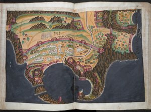 Suunnitelma tai näkymä Mascatesta [Muscat], n. 1635 (pigmentti paperilla)