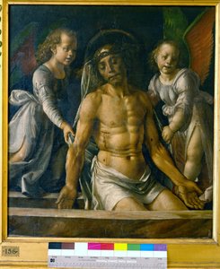 Kristus haudassa kahden enkelin välissä, n. 1480 tekijältä Pedro Berruguete